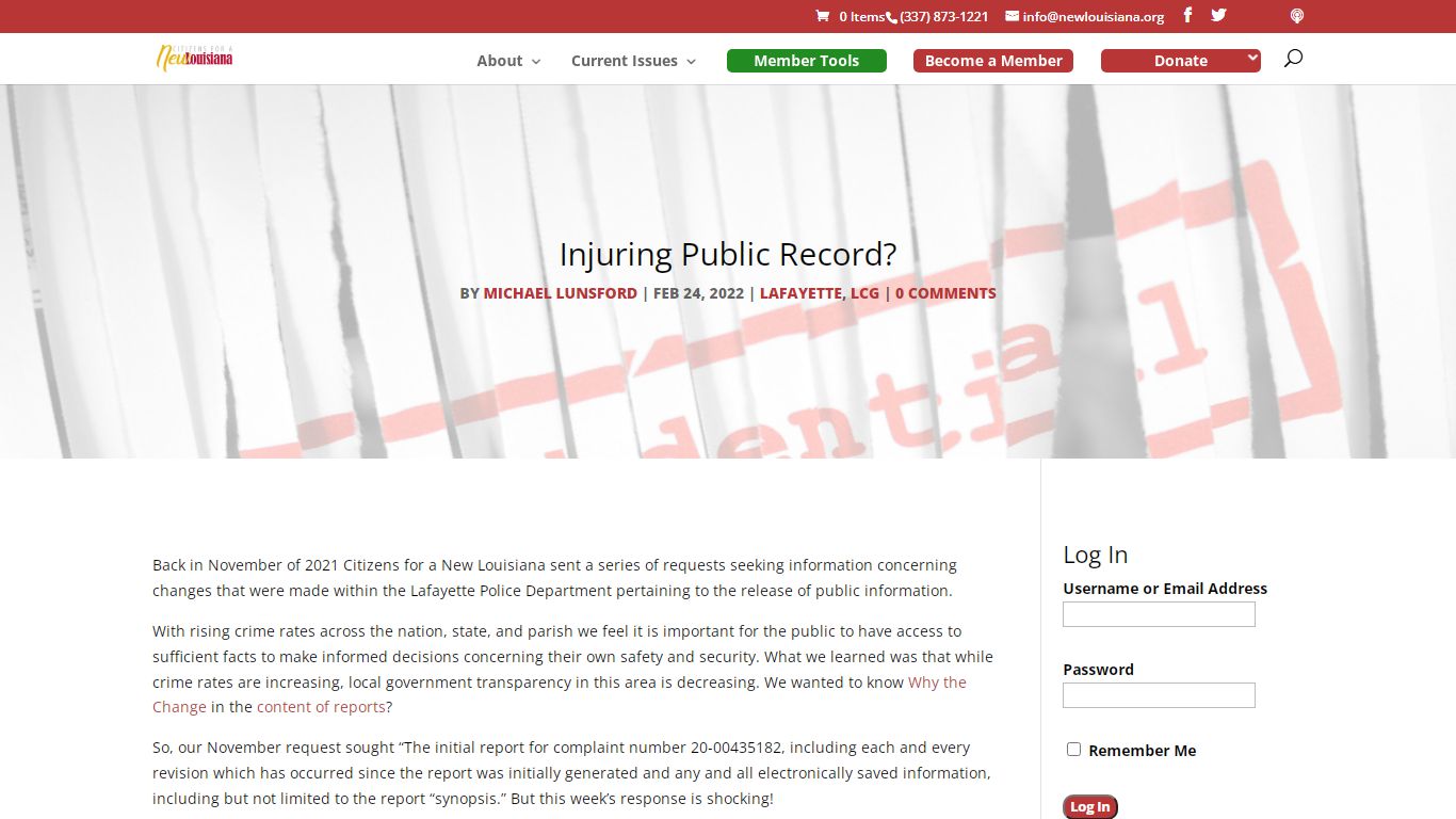 Injuring Public Record? - Citizens for a New Louisiana