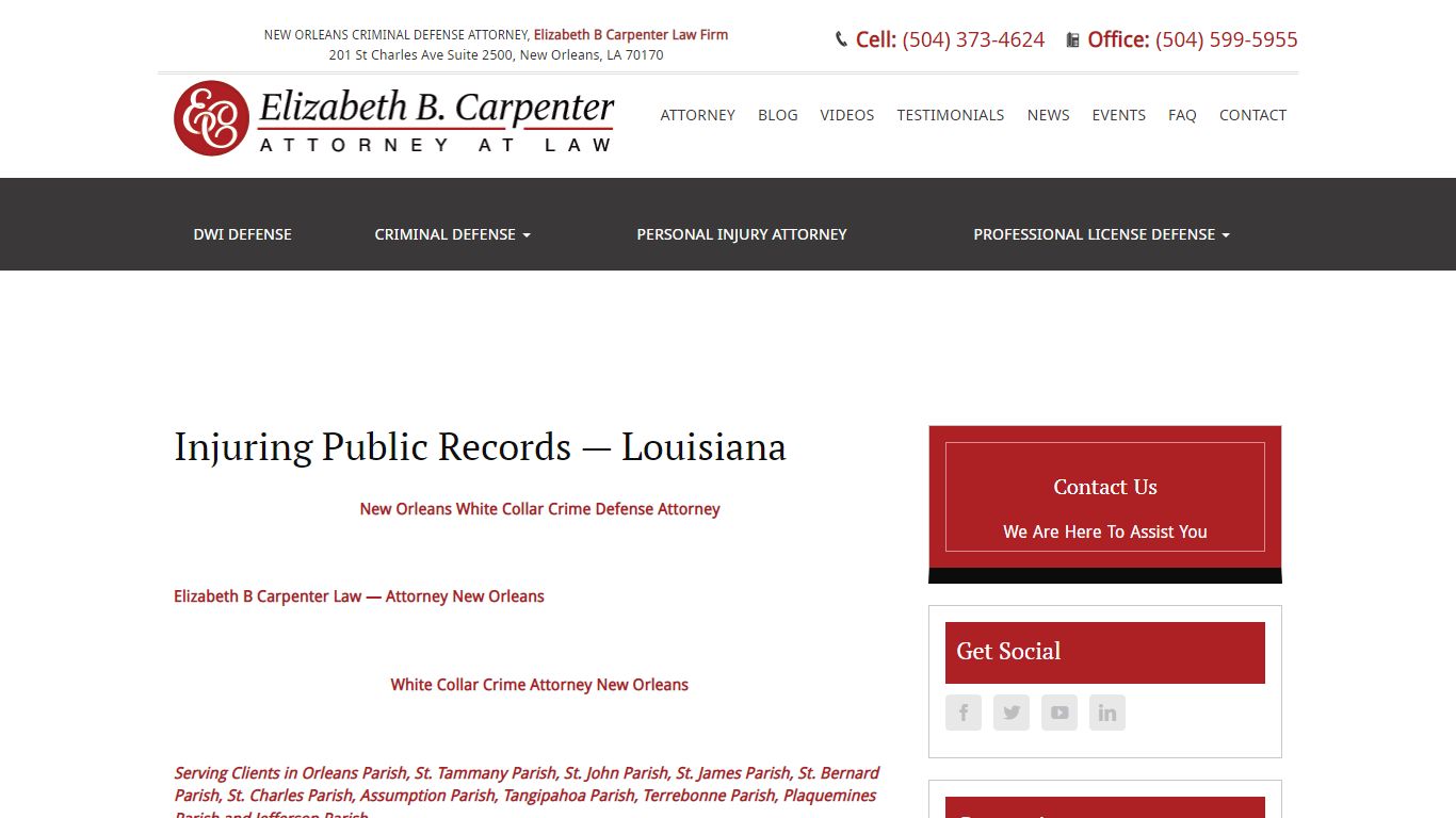 Injuring Public Records - Louisiana - Elizabeth B. Carpenter Attorney ...