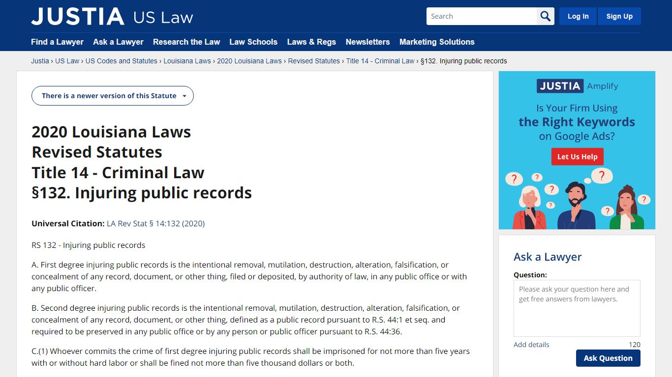 14:132 - Injuring public records - Justia Law